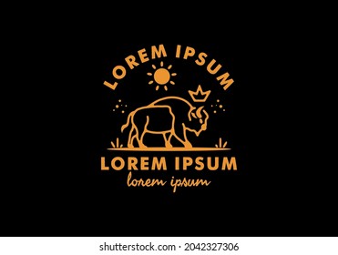 Line art illustration of bison design