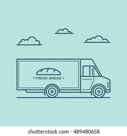 Line art illustration of bread delivery truck 