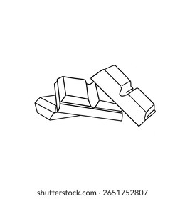 Ilustração de arte de linha de um corte de barra de chocolate quebrado. Ilustração vetorial 