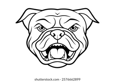 Line art illustration of a bulldog face screaming