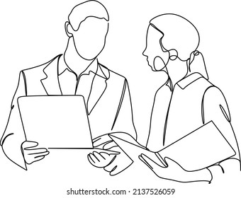 Line art illustration of business and marketing. Social media.