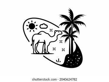 Line art illustration of camel design