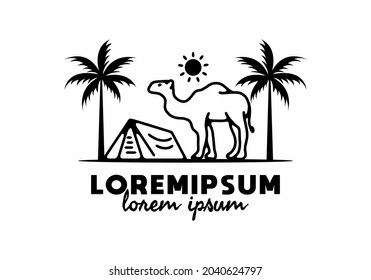 Line art illustration of camel design