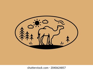 Line art illustration of camel design