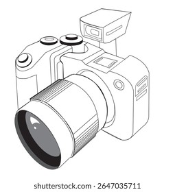 Line art illustration of a camera