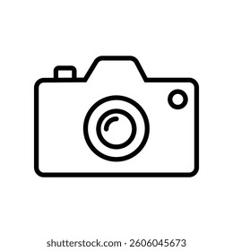 line art illustration of a camera icon vector isolated on white background