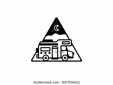 Line art illustration of campervan design