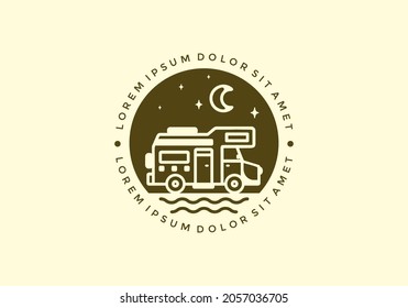 Line art illustration of campervan design