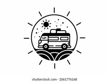 Line art illustration of campervan design