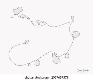 Line Art Illustration of Cape Verde Map perfect for Logo, Social Media Template, Banner, and T-Shirt