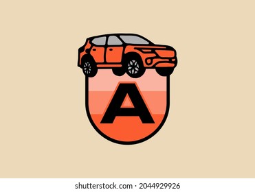 Line art illustration of car with A initial letter design