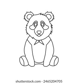 line art illustration of cartoon cute Panda With coloring book pages images ,Panda line art,Panda outline drawing