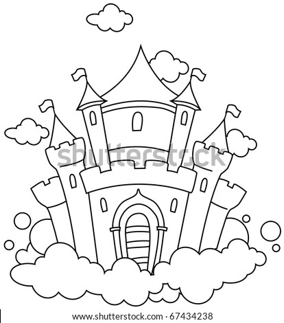 Download Line Art Illustration Castle Sky Coloring Stock Vector (Royalty Free) 67434238 - Shutterstock