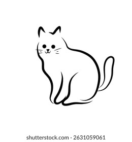 line art illustration of a cat