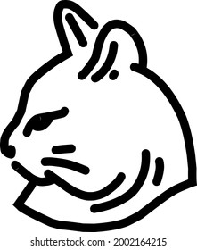 line art illustration of cat's head facing to the left. suitable for logo