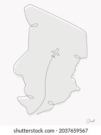 Line Art Illustration of Chad Map perfect for Logo, Social Media Template, Banner, and T-Shirt