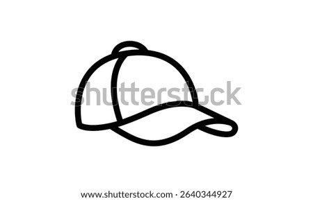 Line art illustration of a classic baseball cap.