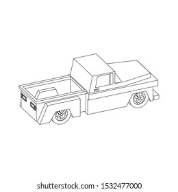 Line art illustration of classic truck vintage isolated on white