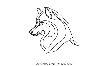 Line art illustration of a cold gradient drawing featuring a clever cartoon fox