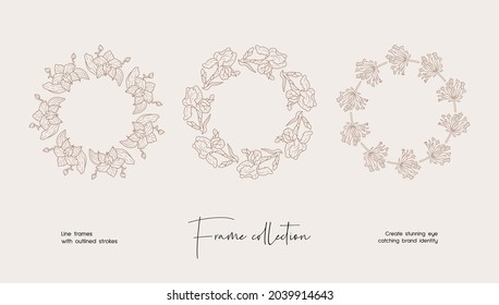 Line art illustration collection of decorative vector frames for branding or logo
