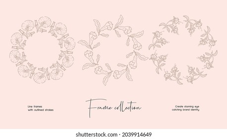 Line art illustration collection of decorative vector frames for branding or logo