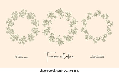Line art illustration collection of decorative vector frames for branding or logo