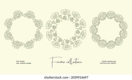 Line art illustration collection of decorative vector frames for branding or logo