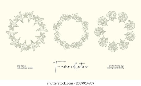 Line art illustration collection of decorative vector frames for branding or logo