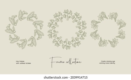 Line art illustration collection of decorative vector frames for branding or logo