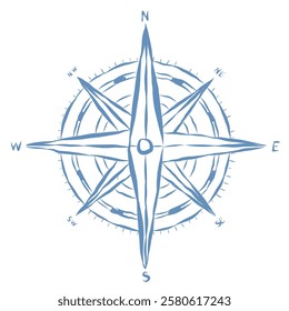 Line Art Illustration of Compass. Vector Graphic.