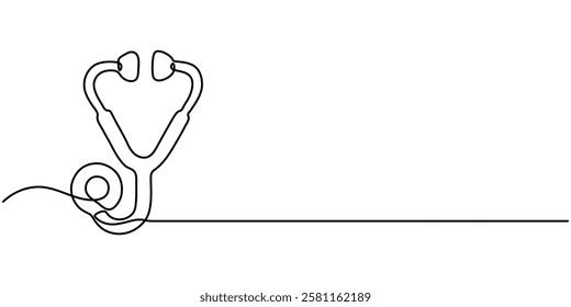 Line Art Illustration, Continuous one line heart pulse symbol drawing. Healthy medicine icon in simple linear doodle style pro vector illustration.