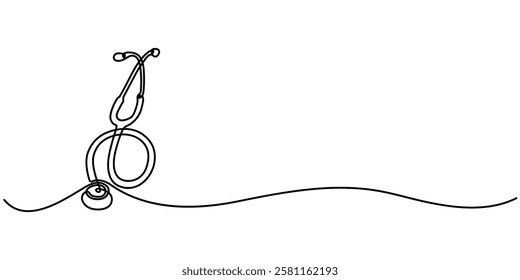 Line Art Illustration, Continuous one line heart pulse symbol drawing. Healthy medicine icon in simple linear doodle style pro vector illustration.