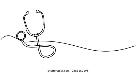 Line Art Illustration, Continuous one line heart pulse symbol drawing. Healthy medicine icon in simple linear doodle style pro vector illustration.
