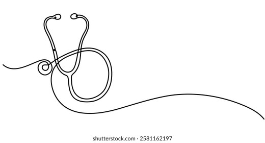 Line Art Illustration, Continuous one line heart pulse symbol drawing. Healthy medicine icon in simple linear doodle style pro vector illustration.