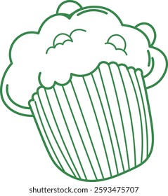 Line Art Illustration of a Cupcake
