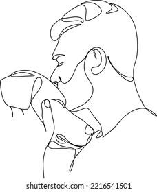 Line art illustration of a cute dog and human. Pets and people