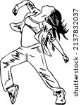 Line art illustration of dancing girl in stylish pose, outline sketch drawing vector of dancer woman