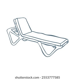 Line Art Illustration of Deck Chair. Vector Graphic.