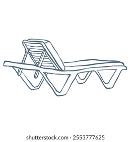 Line Art Illustration of Deck Chair. Vector Graphic.