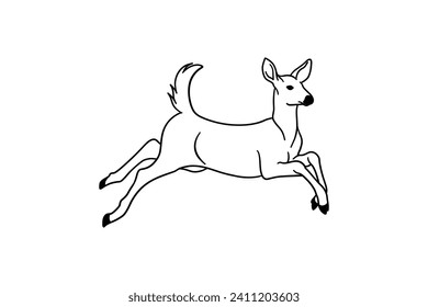line art illustration of a deer jumping