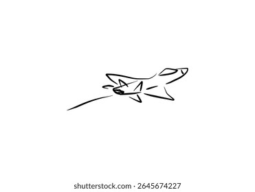  line art illustration depicting five fighter jets in flight. 
