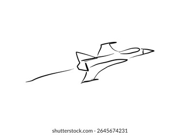  line art illustration depicting five fighter jets in flight. 