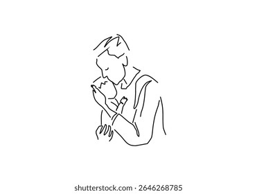  line art illustration depicting a tender moment between a parent and a child