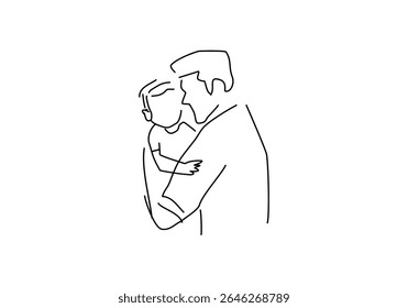  line art illustration depicting a tender moment between a parent and a child