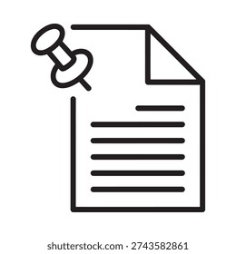 A line art illustration of a document pinned with a pushpin