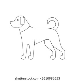 Line Art Illustration of a Dog in a Standing Pose Isolated