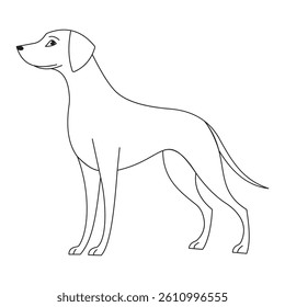 Line Art Illustration of a Dog in a Standing Pose Isolated
