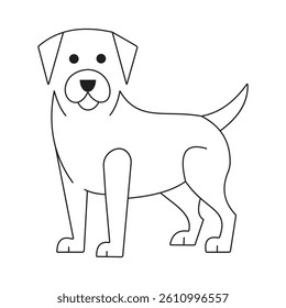Line Art Illustration of a Dog in a Standing Pose Isolated