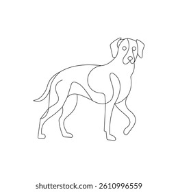 Line Art Illustration of a Dog in a Standing Pose Isolated