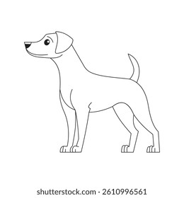 Line Art Illustration of a Dog in a Standing Pose Isolated